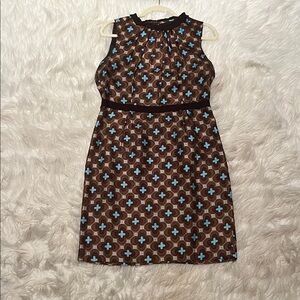 Milly Brown and Blue Geometric Mini Dress